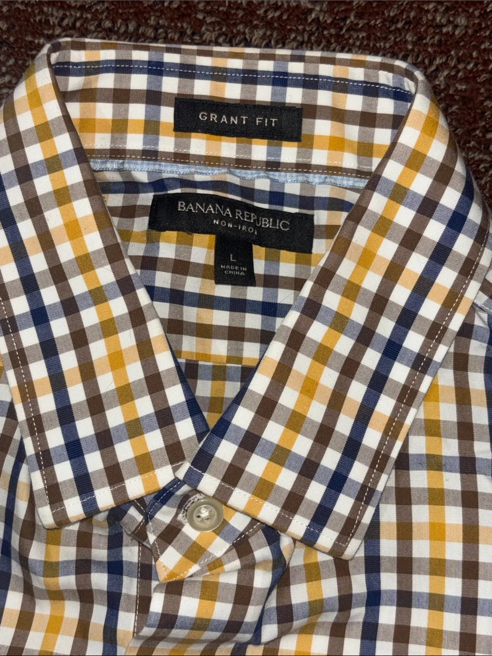 Banana Republic plaid button down dress shirt grant fit long sleeve large